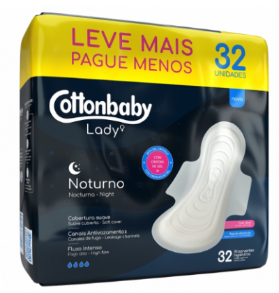 Absorvente C/Aba Noturno Cottonbaby 32un