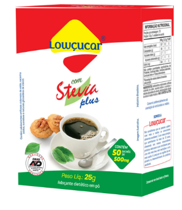 Adoçante Lowçucar Plus com Stevia Cartucho 50 x 0,5G